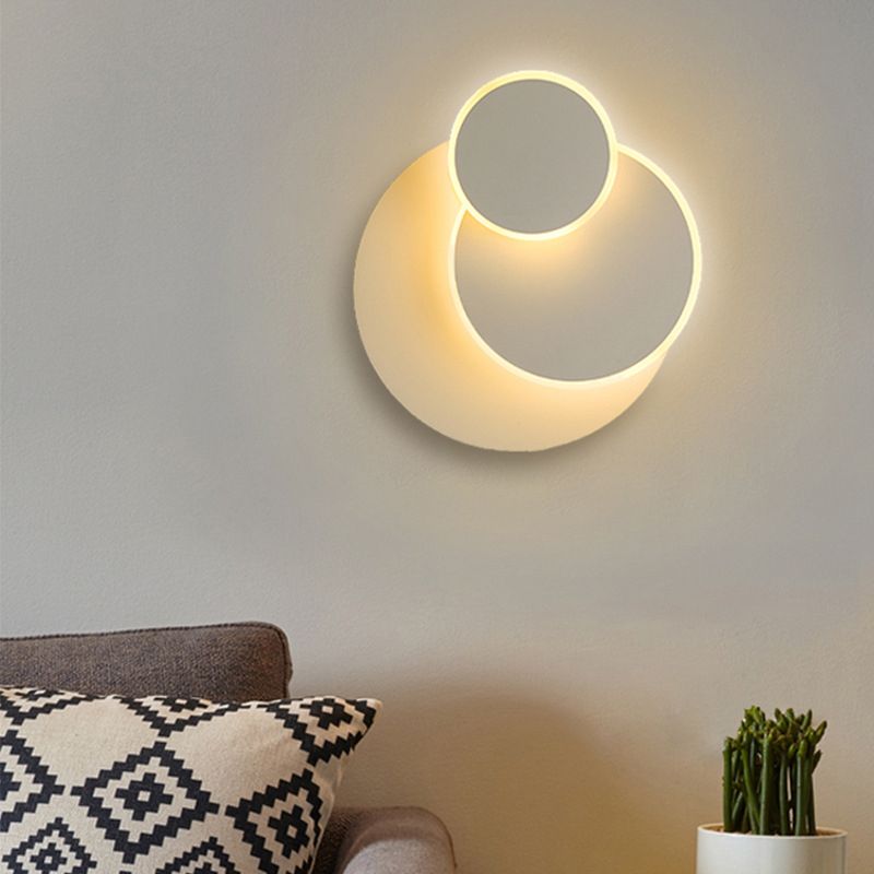 Lámpara de pared LED de estilo nórdico redondo de 3 capas 350 ° Luz de aplicador creativo de diseño creativo rotativo en blanco