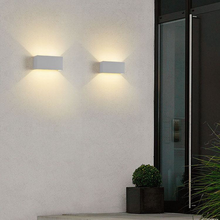 Moderne creatieve LED -wandlamp aluminium rechthoekige waterdichte wandlicht met glazen schaduw