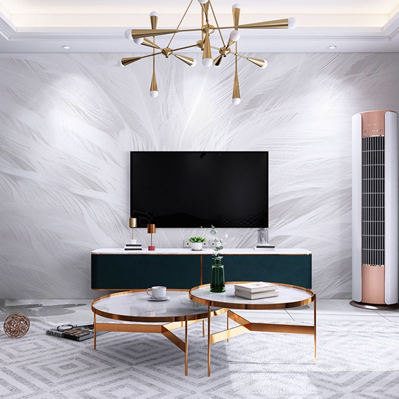 Plain White Minimalist Wall Covering Large Feather Wall Mural for Living Room