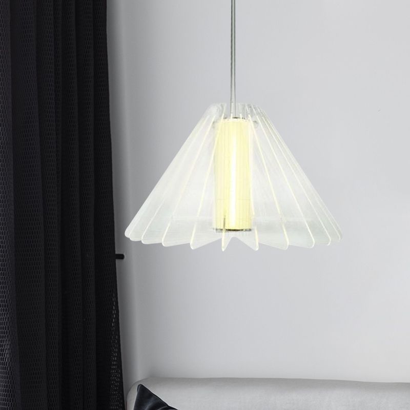 Wide Flare Pendant Lighting Modernist Clear Glass 1 Head Dining Room Ceiling Hanging Light