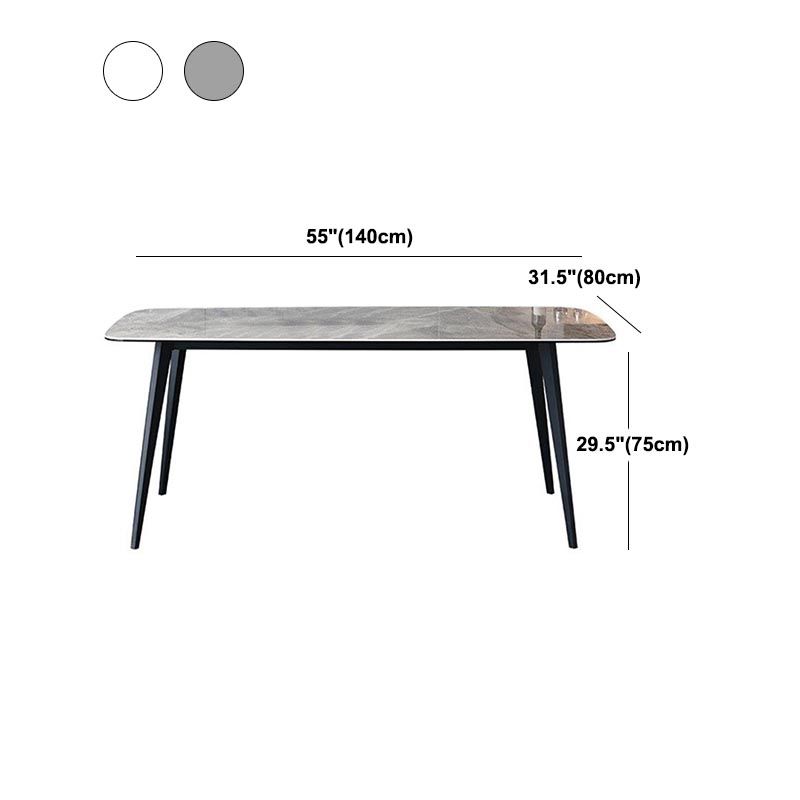 Industrial Stone Rectangle Table Standard Height Dining Table with 4 Legs