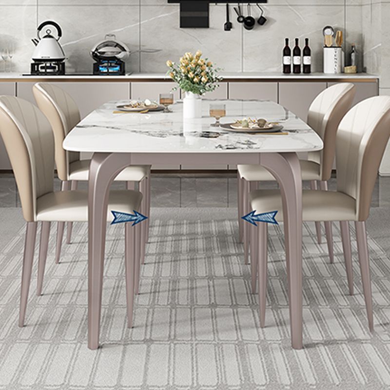 Modern Rectangular Table Sintered Stone Dining Table with 4 Legs for Home