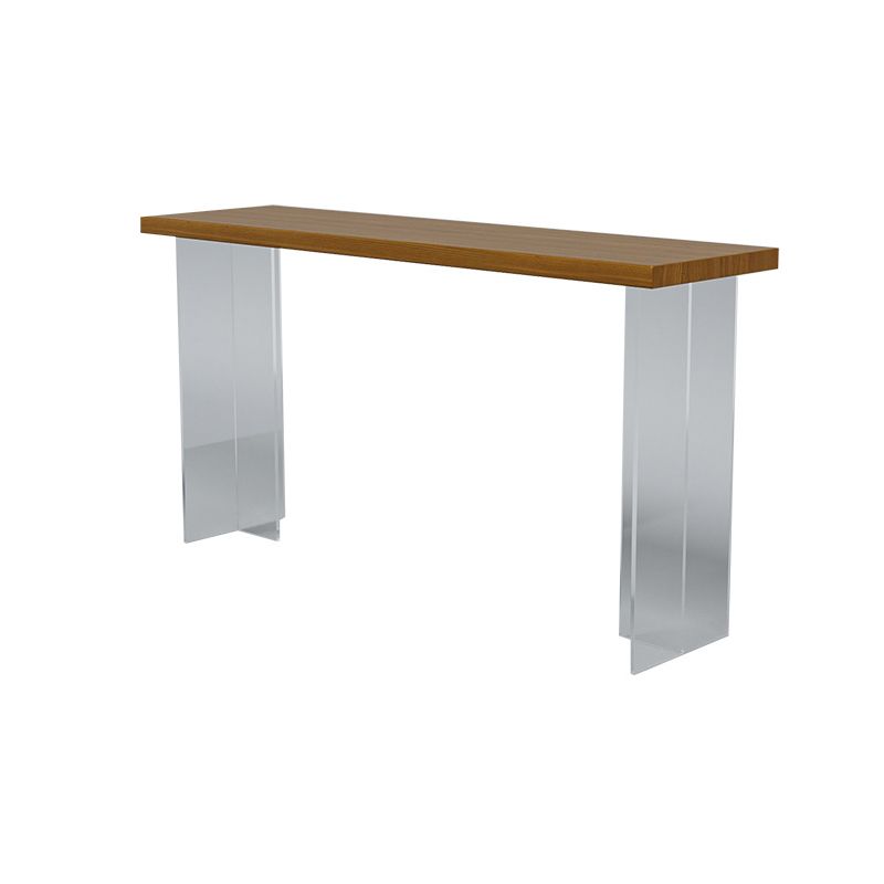 Contemporary Rectangle Bar Dining Table Indoor Wood Bar Table with Acrylic Double Pedestal