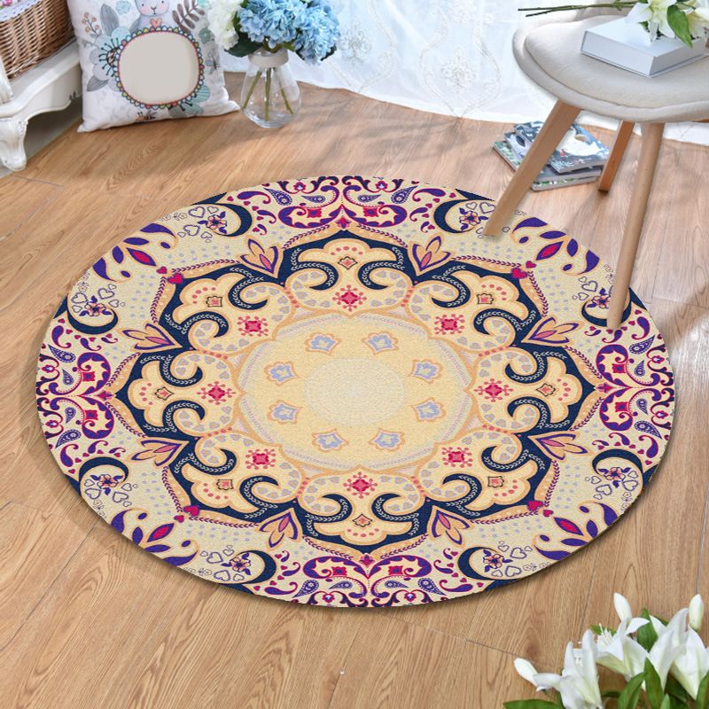 Olden Bohemian Style Rug Multi Color Tribal Pattern Carpet Non-Slip Backing Stain Resistant Washable Rug for Sitting Room