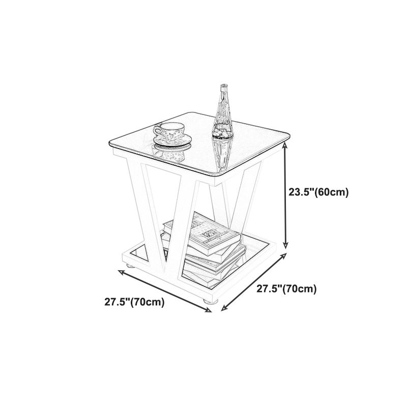Modern Metal Frame 1 Coffee Table Black/White Square Glass Top Table