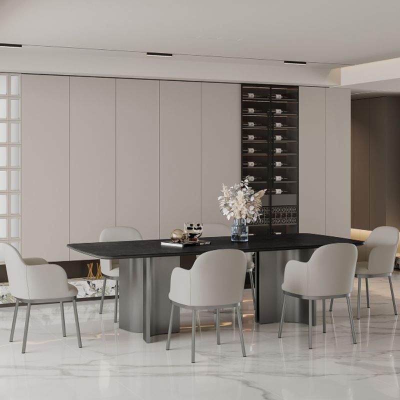 Glam Black Dining Table Set 1/4/5/7 Pcs Dinette Set with Leather Chairs