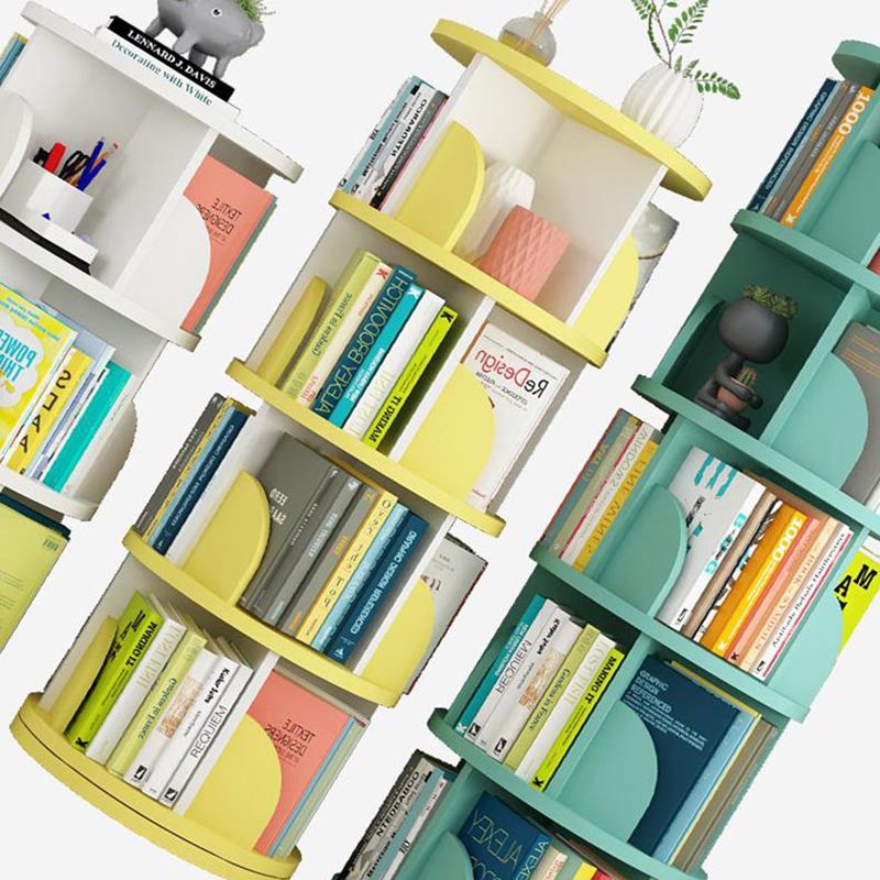 Modern Wooden Rotatable Storage Bookshelf Home Round Bookcase