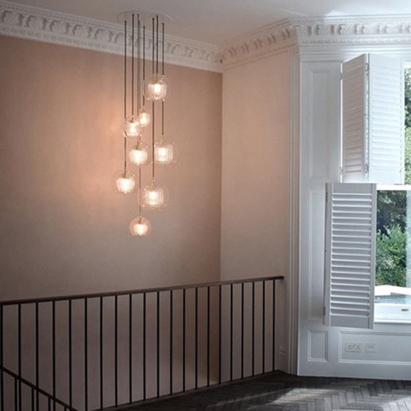 Luz colgada en forma de bola de vidrio de doble simplicidad moderna de iluminación de latón electrochado para dormitorio