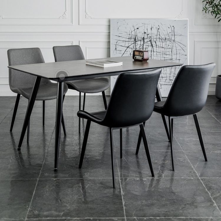 Silla lateral de comedor de metal de estilo nórdico, silla lateral de comedor sin brazos para cocina