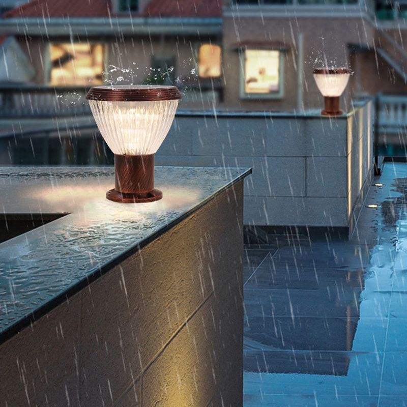 LED Pillar Lamp Modern Solar Lighting Fixture with Acrylic Shade for Garden