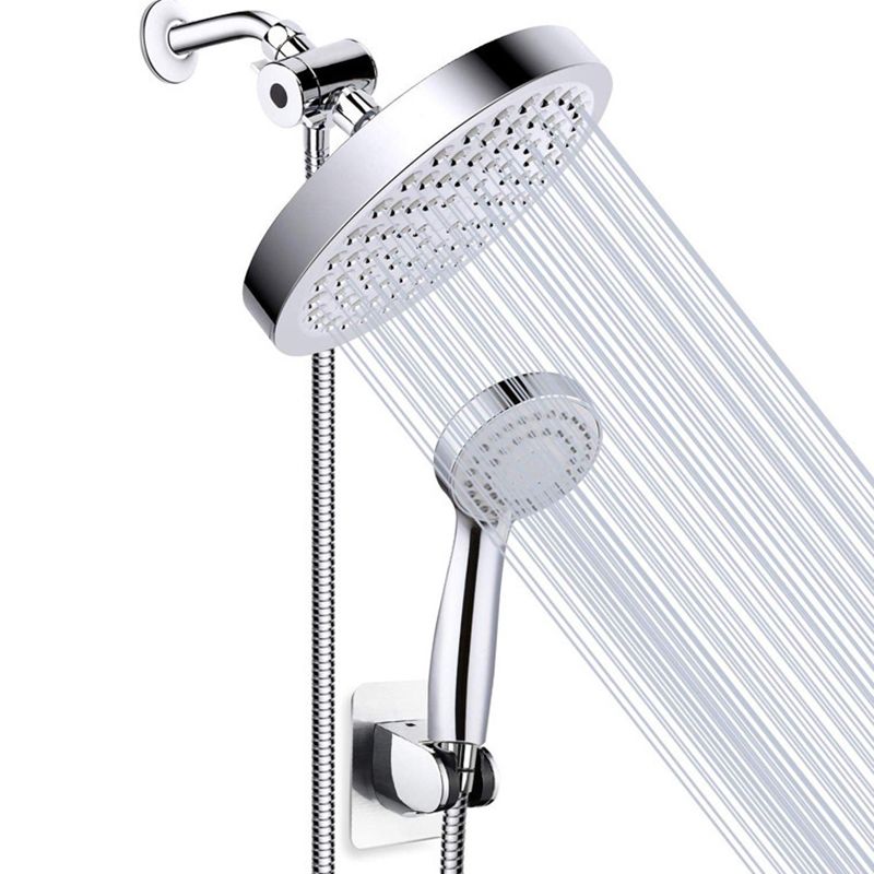 Contemporary Shower Combo Dual Shower Head Chrome Wall-Mount Round Shower Head