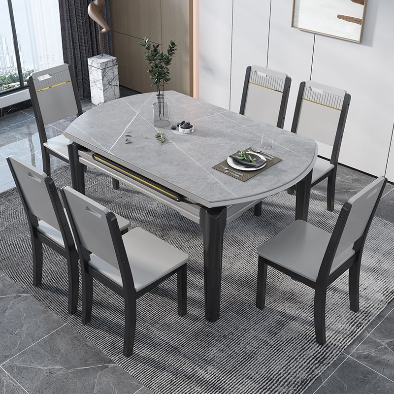 Contemporary Dining Round Table Sintered Stone Table with Wood Legs for Home