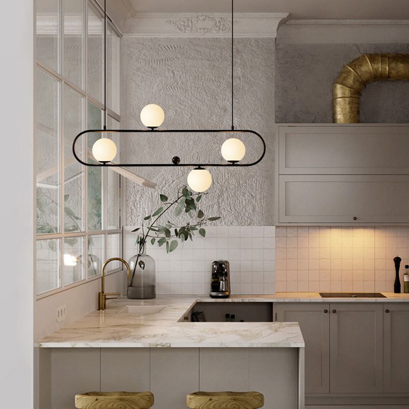 Industrial Kitchen Island Lighting Black/Golden Glass Shaded Ceiling Light