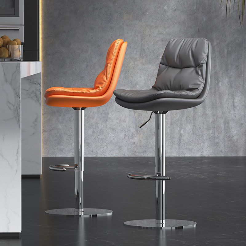 Upholstered Bar Stools Swivel Adjustable Height Bar Stool with Chrome Base