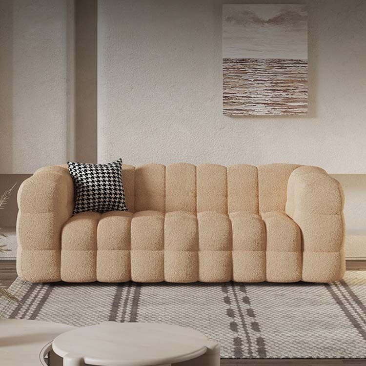 Contemporary Standard Sofa with Tufted Back and Tuxedo Arm in Brown