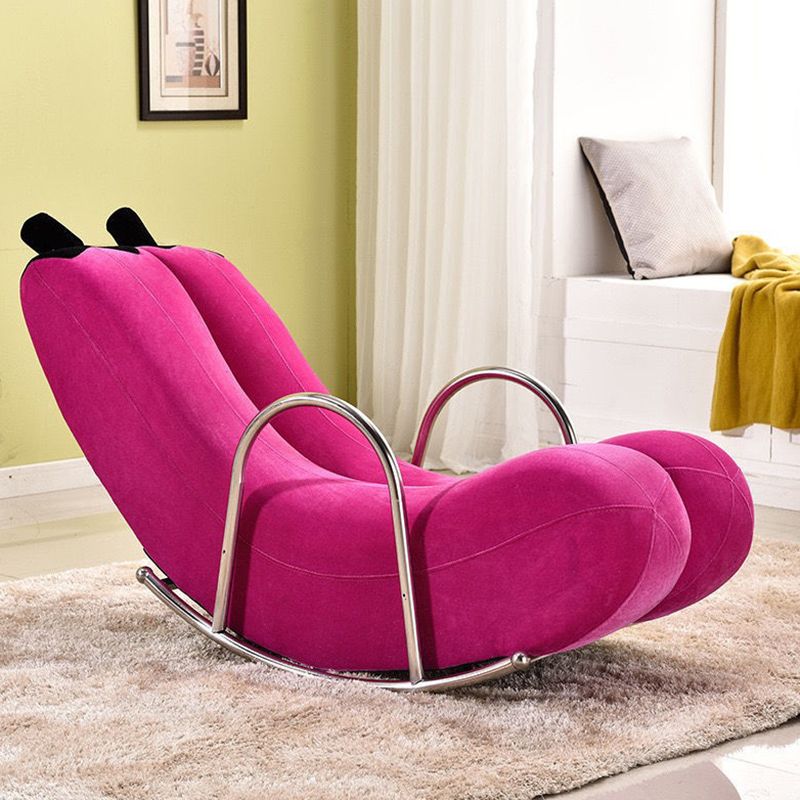 Contemporary Rocker Chair Fabric With Gray Frame Rocking Accent Chair