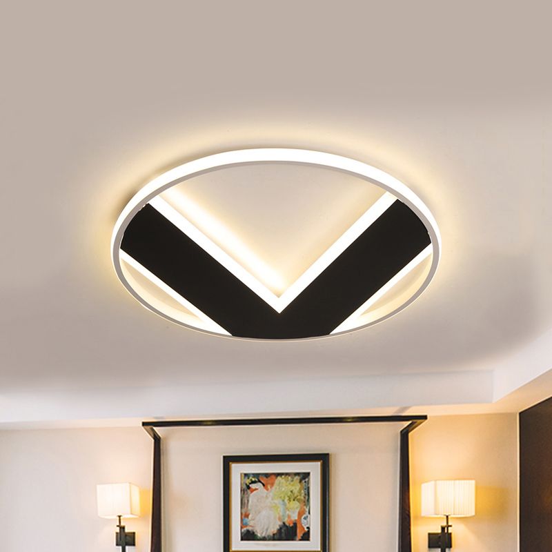 Plafonnier moderne en forme de V, 16/19.5/25.5 pouces, en acrylique noir, luminaire créatif pour chambre à coucher, blanc chaud/blanc
