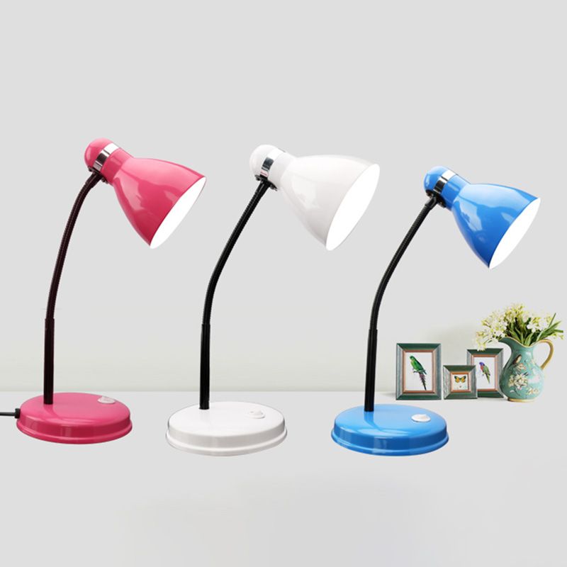Minimalist Flexible Lernlampe Metall 1 Kopf Schlafzimmer Tischlicht mit Glockenschatten