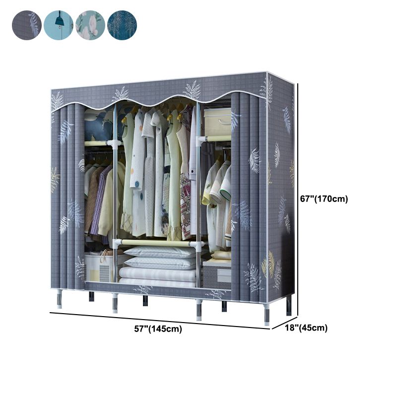 Modern Style Wardrobe Metal 1-Door Wardrobe Closet with Cloth Rod
