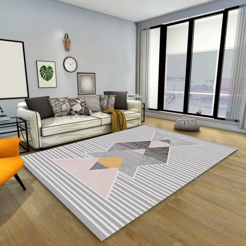 Simple Nordic Style Rug Multi Colored Geometric Print Carpet Washable Non-Slip Stain Resistant Rug for Home