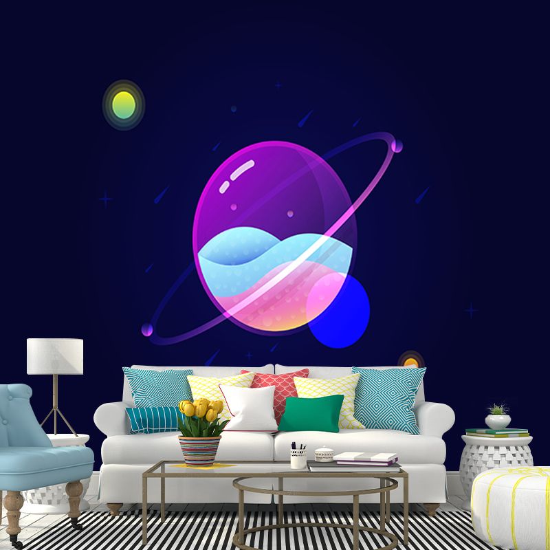 Cosmic Illustration Removable Wall Mural for Sitting Room, Mildew Resistant