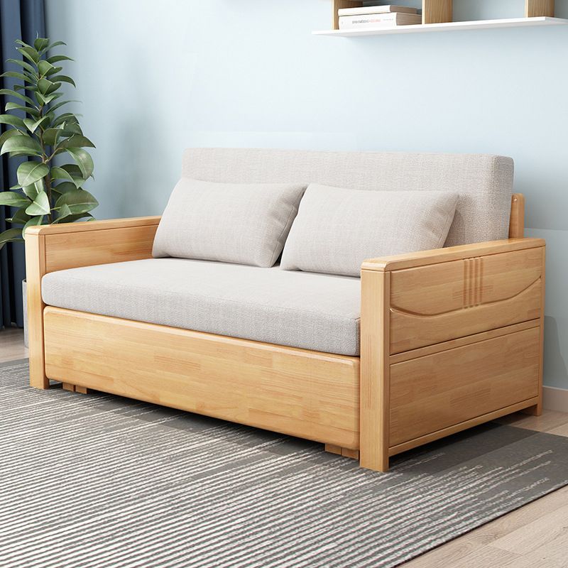 Contemporary 27.55"H Cotton Blend Wood Frame Square Arm Sofa Bed