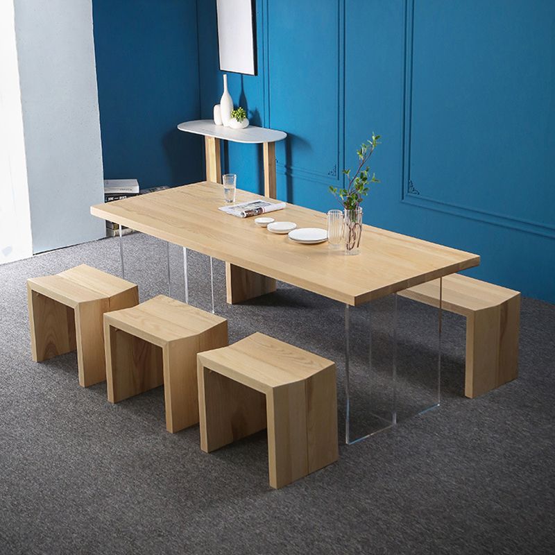 Solid Wood Dining Table Contemporary Style Rectangle Dinette Table for Home Kitchen