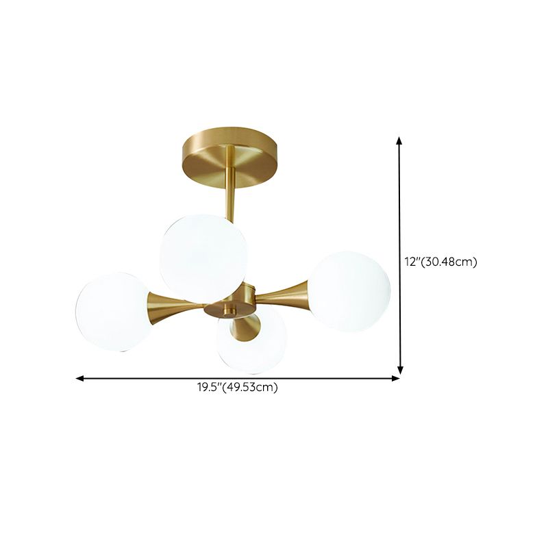 4/6-Light Golden Modern Flush Mount Lighting Glass Ceiling Light for Bedroom