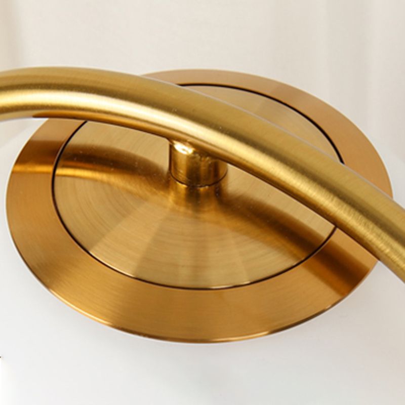 Gouden Gouslandeck tafellamp Modern 1-licht wit glas nachtkastje licht met balschaduw
