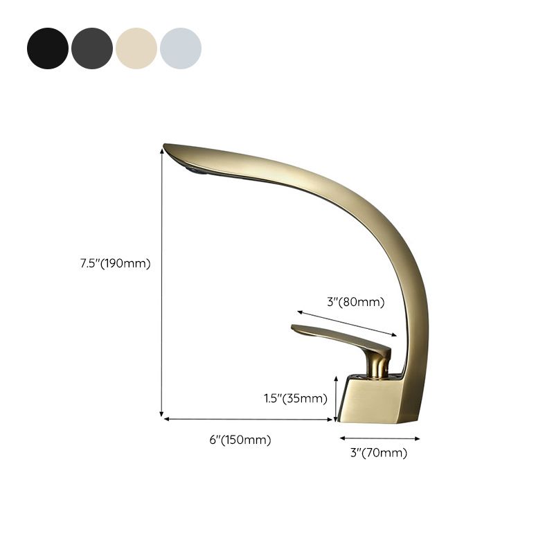 Glam Single Handle Sink Faucet Brass Bathroom Gooseneck Faucet