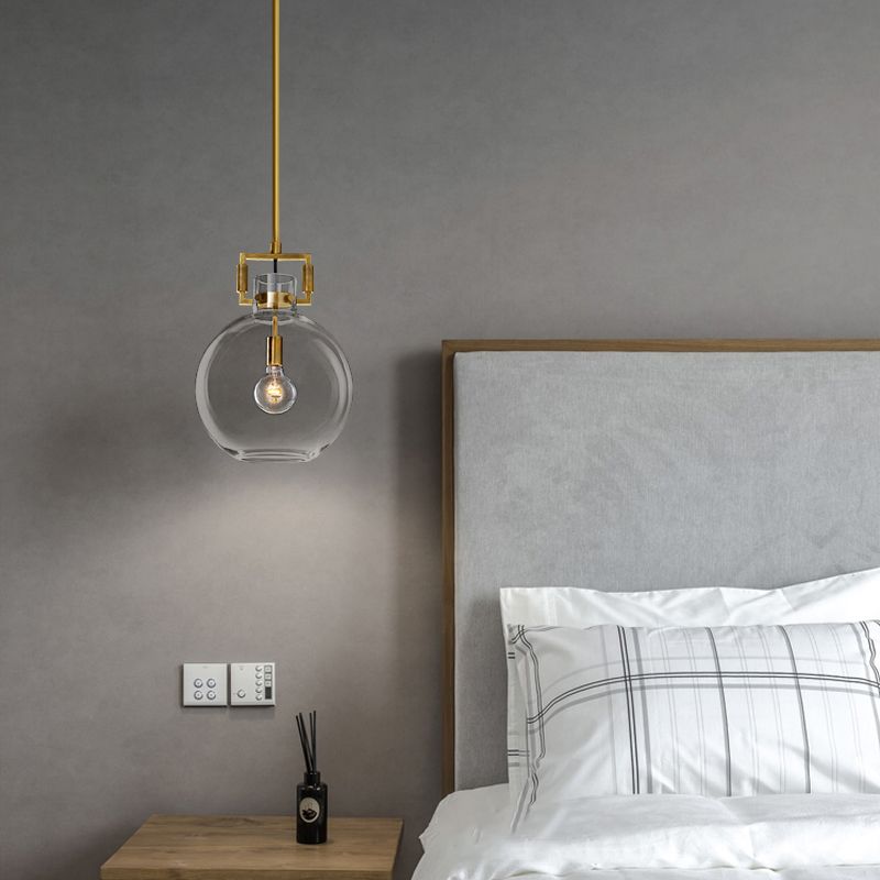 Stile industriale sospeso a sospensione vetro trasparente 1 testa a testa leggera per il ristorante Cafe