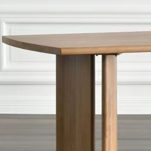 Modern Rectangle Solid Wood Dining Table Tripod Base Dining Table