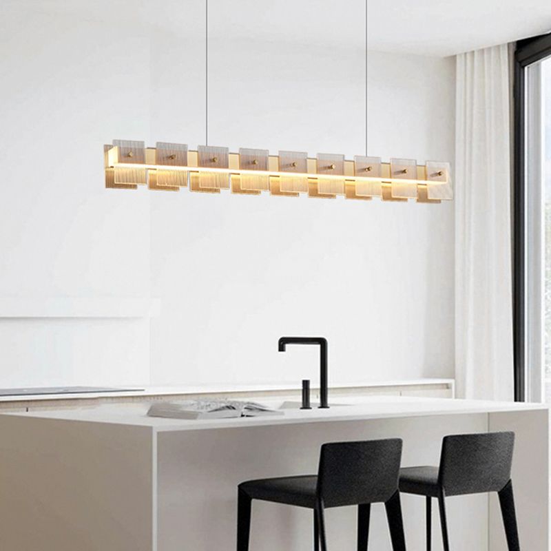 Contemporary Hanging Light Glass Island Light Fixture for Dining Room