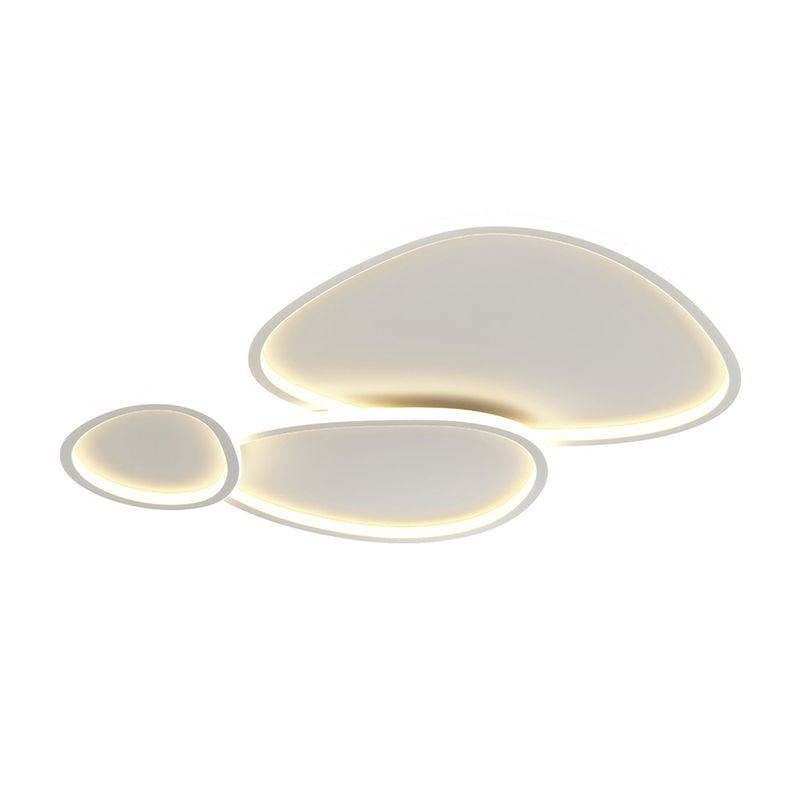 Nordic Flush Mount Metal LED Ceiling Light Fixture in White for Living Room