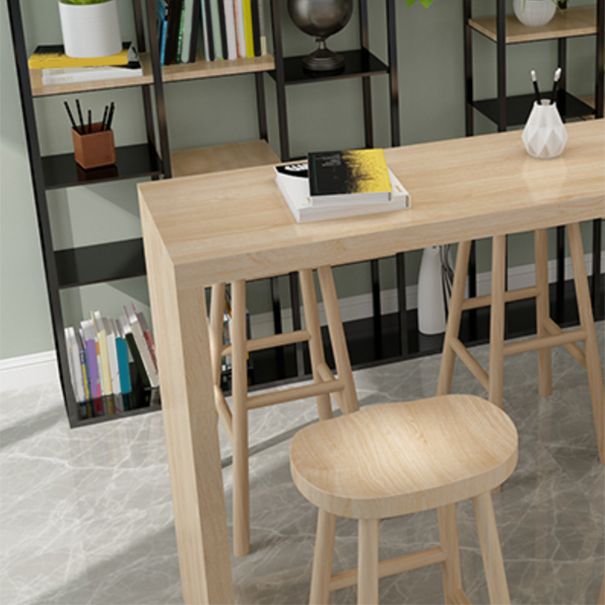 Contemporary Rectangle Bar Table Set 1/7 Pcs Solid Wood Bar Table and Backless Stools