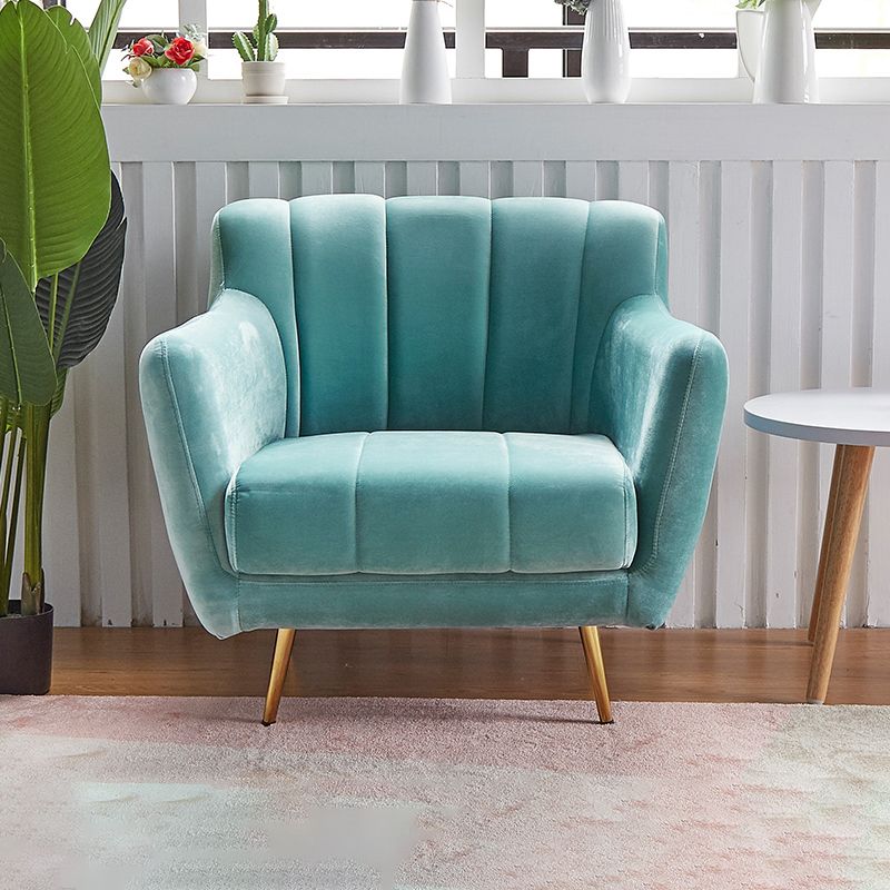 Contemporary Velvet Square Arm Sofa Green/Blue/Pink Settee with Tight Back
