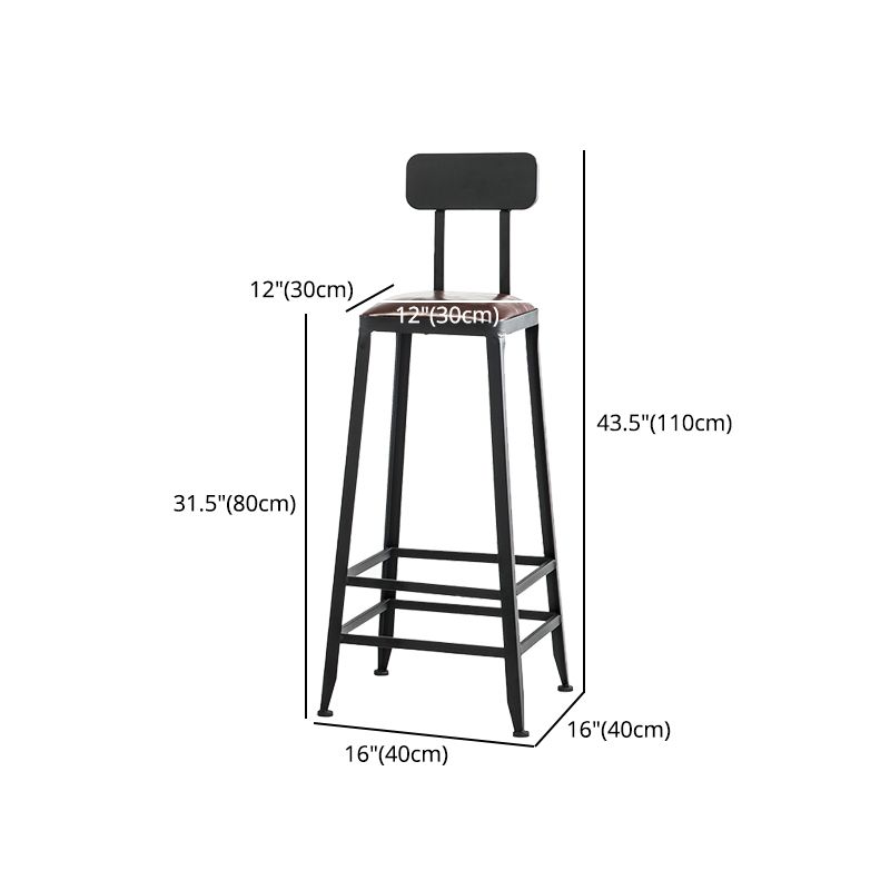 Industrial Iron Armless Footrest Stool Brown Upholstered Stool for Bristol