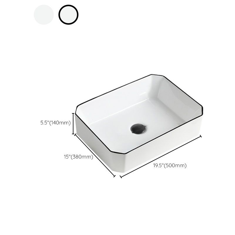 Contemporary Bathroom Sink with Pop-Up Drain Rectangular Vessel Bathroom Sink Only