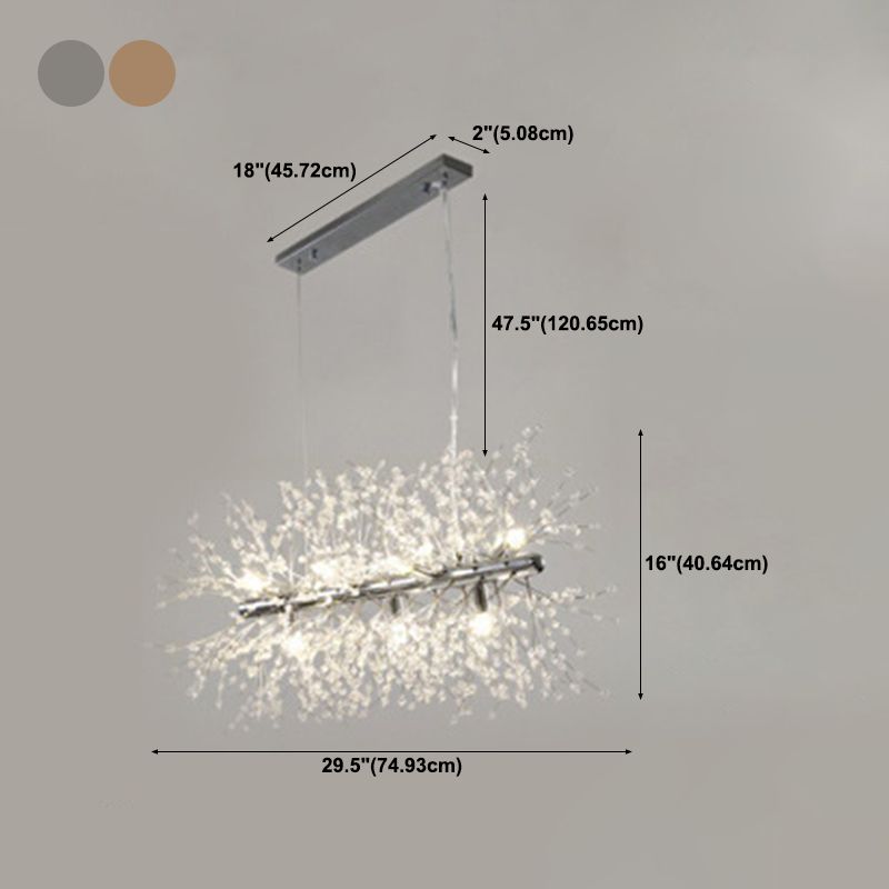 Nordic Style Iron Hanging Lamp Rectangle Shape Island Light Fixture for Bedroom