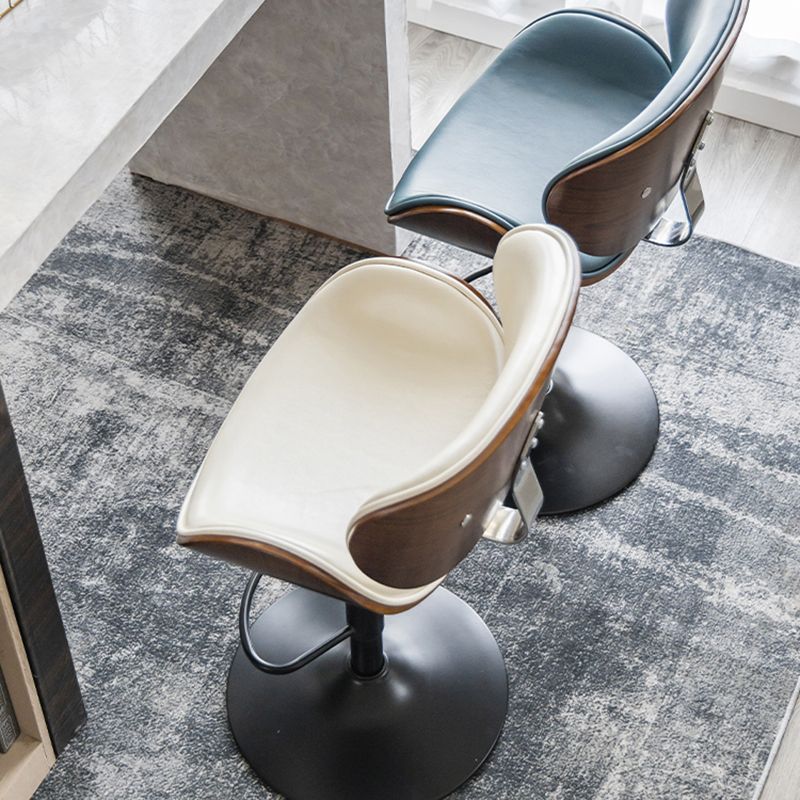 Modern Swivel Footrest Bar Stool Metal Backrest Indoor Counter Stool with Wood Seat