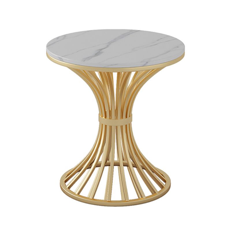 Simple Style Home Sintered Stone Dining Table Round Shape Table with Metallic Pedestal Base