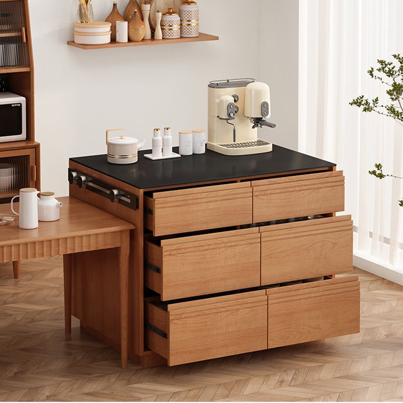 Modern Pine Wood Rectangle Kitchen Island Table for Dining Room