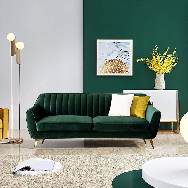 33.4"H Flared Arm Solid Color Velvet Standard Sofa for Living Room