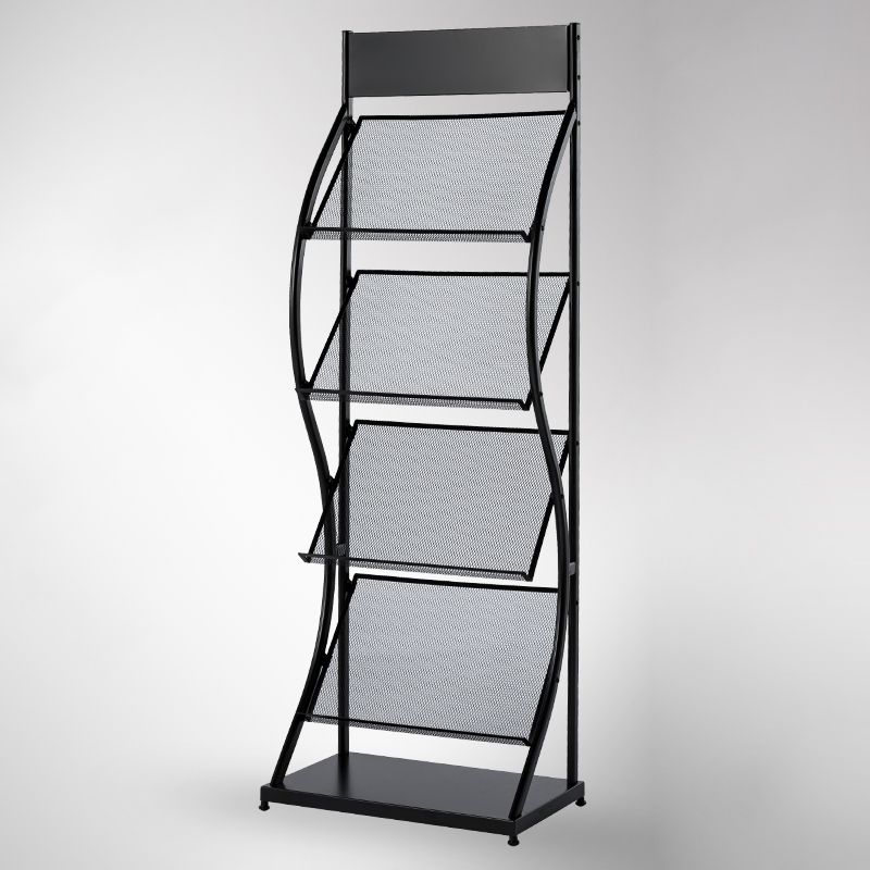 Metal Contemporary Vertical Bookshelf Closed Back Bookcase with Shelves