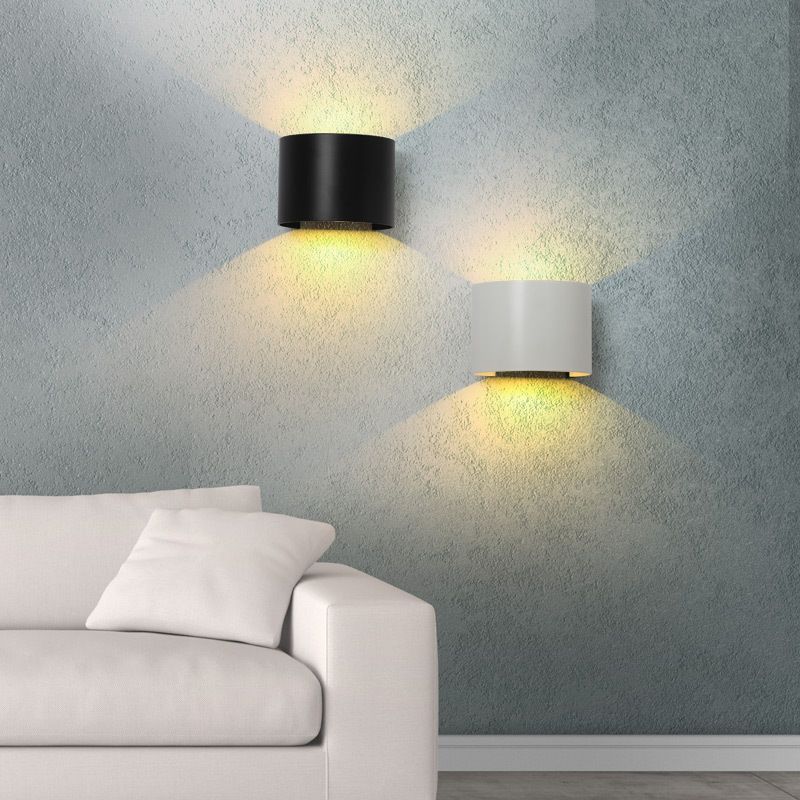 2 Lights Geometric Wall Washer Sconce Modern Style Metal Wall Lighting