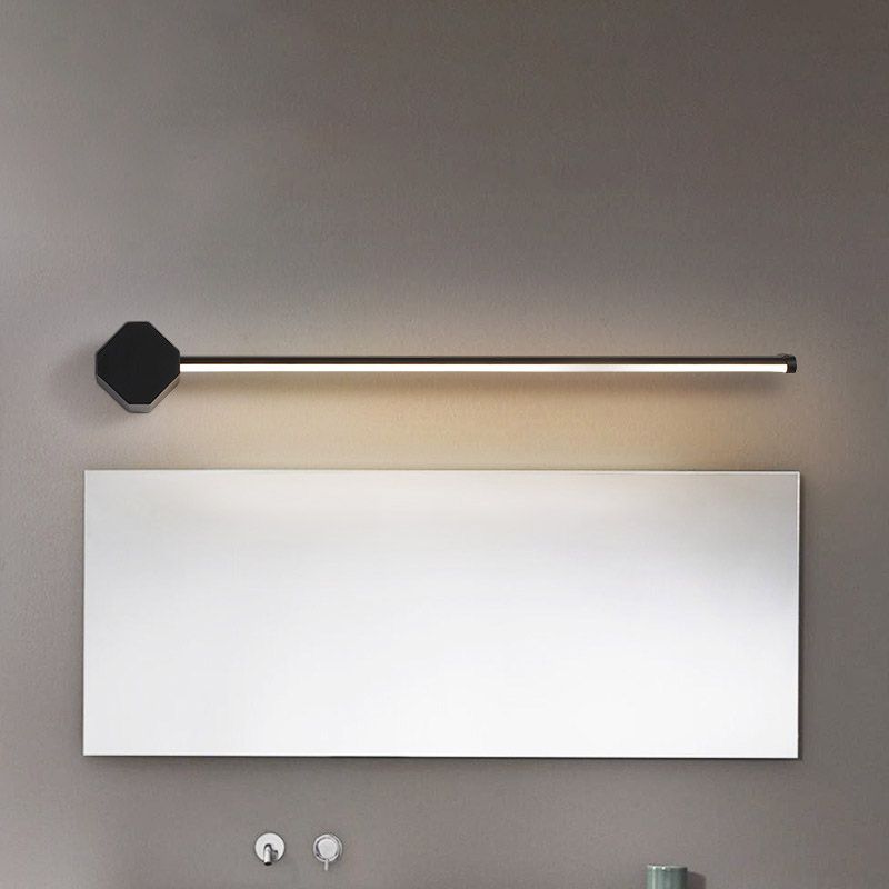 LED Bathroom Sconce Simple Black/White Finish Vanity Wall Light with Slim Linear Acrylic Shade, 16"/23.5" Long
