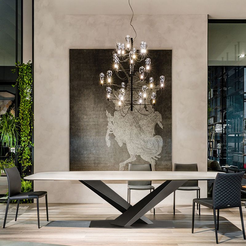 Stone Dining Table Traditional Luxury Dining Table with Pedestal Base