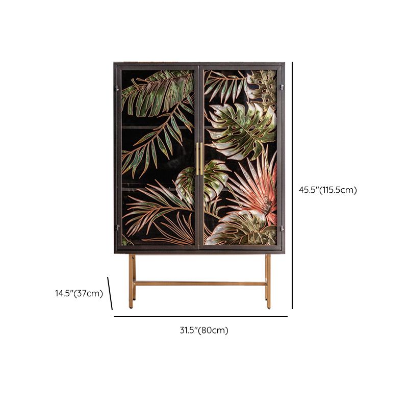 Iron 2/4 - Door Accent Cabinet Industrial Accent Cabinet with Wood Accents