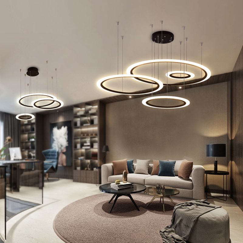 Modern Ring Chandelier Light Fixtures LED Hanging Chandelier for Restaurant