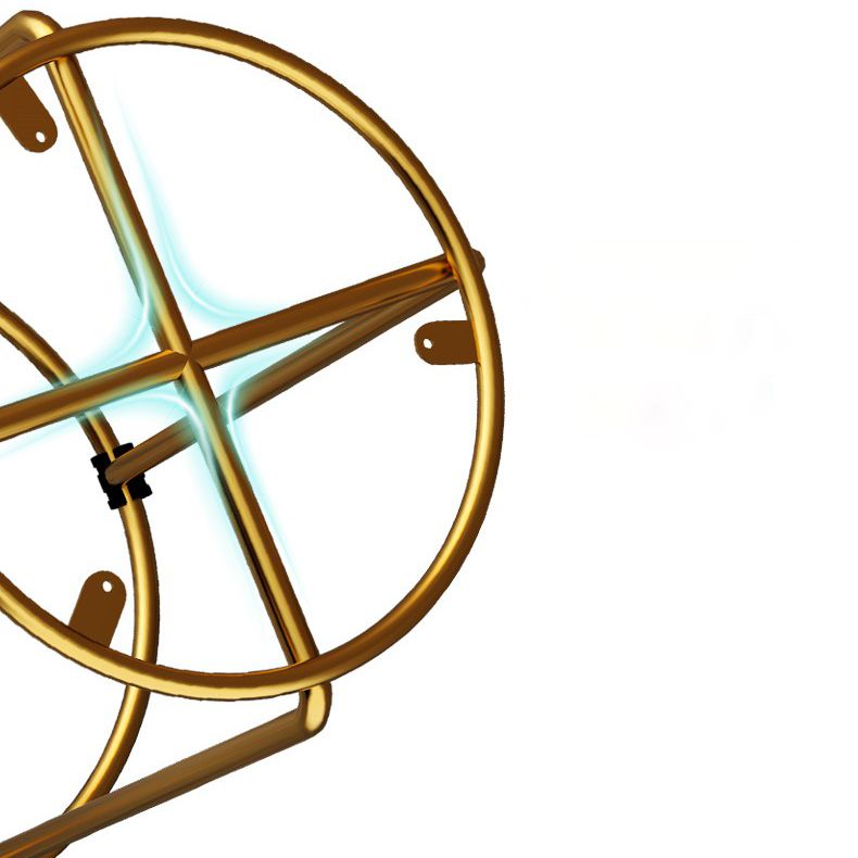 Contemporary Ottoman Fabric Upholstered Metal Frame Solid Color Round Ottoman